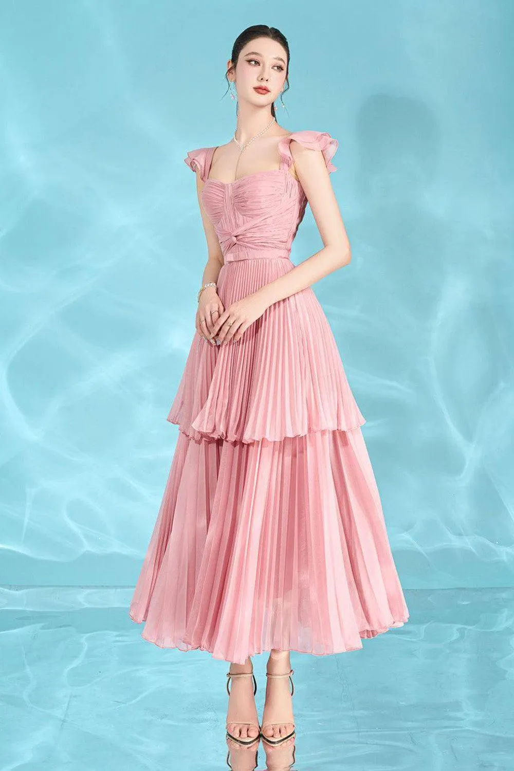 Ballerina A-line Cap Sleeved Silk Ankle Length Dress