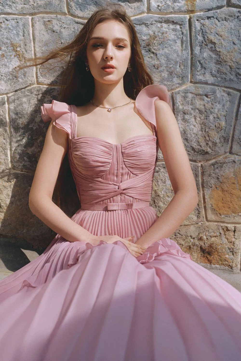 Ballerina A-line Cap Sleeved Silk Ankle Length Dress