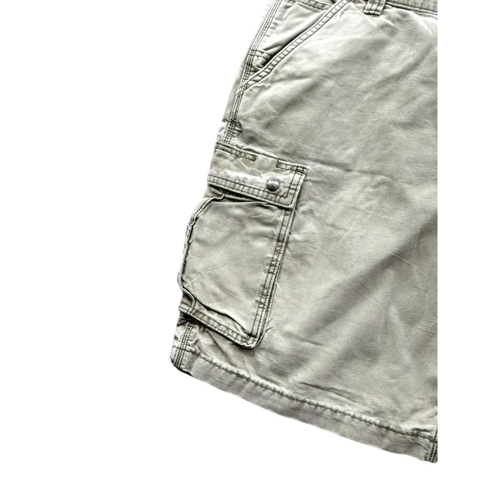 Vintage Carhartt Distressed Relaxed Fit Light Olive Cargo Shorts 40W