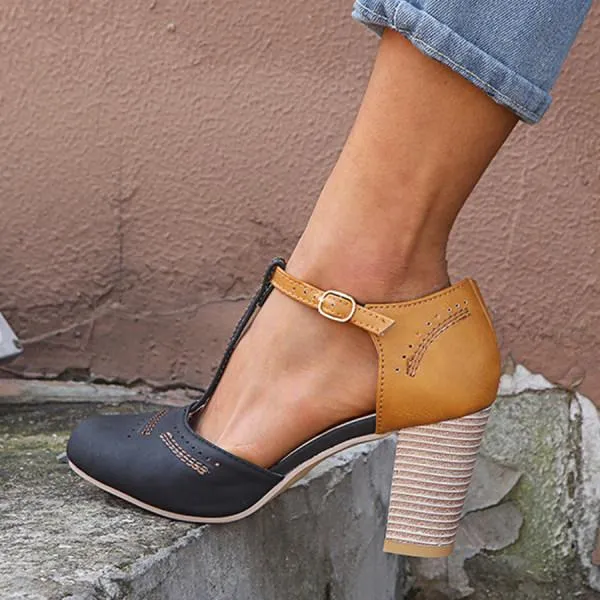 Women'S Vintage Chunky High Heel Sandals 36719001